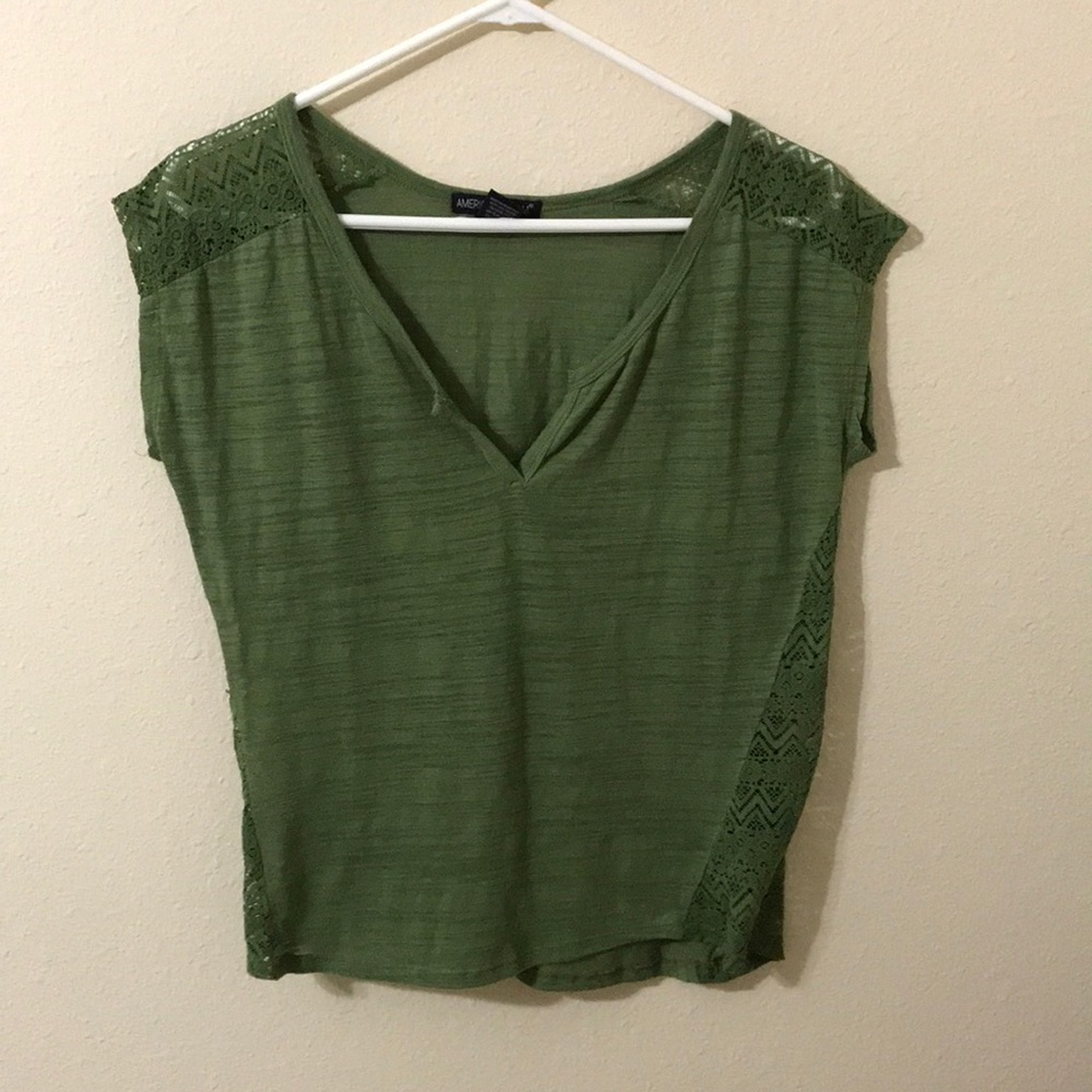 green lace sleeve top medium